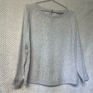LOFT Womens Long Sleeve Blouse Round Neckline Animal Print Leightweight Sz MP